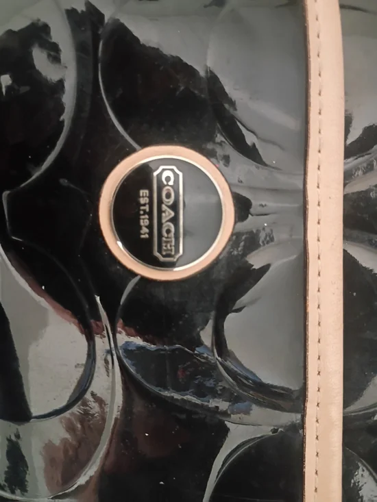 Coach Patent Leather Black Tote with Blush Trim - Picture 4 of 11